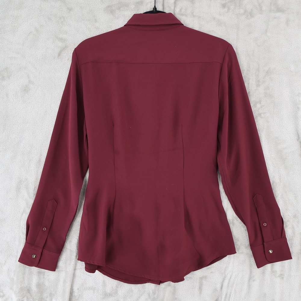 Lauren Ralph Lauren Buckle Trim Top Women 8 Maroon Equestrian Old Money $195 NWT - Picture 3 of 16